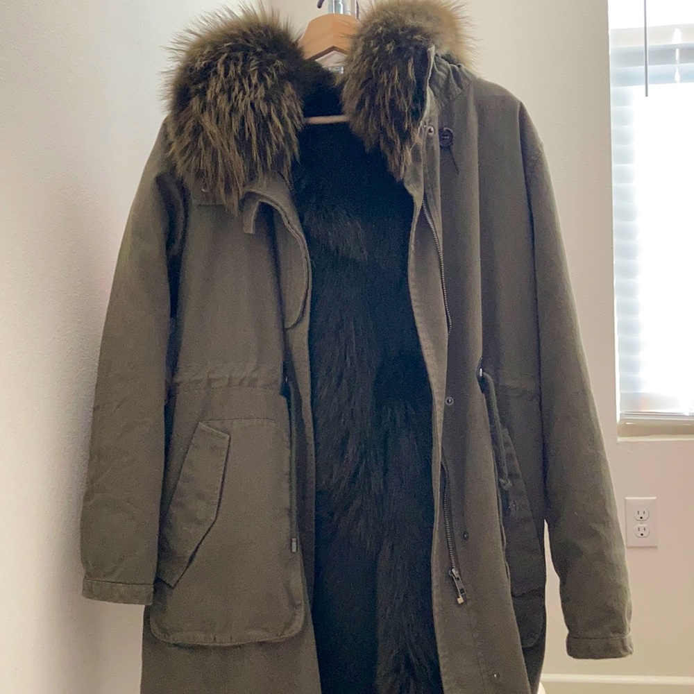 Real fox and Raccoon Fur Parka